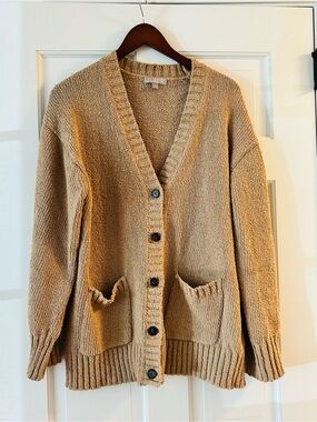 J. Crew Tan Button Front Knit Beach Cardigan